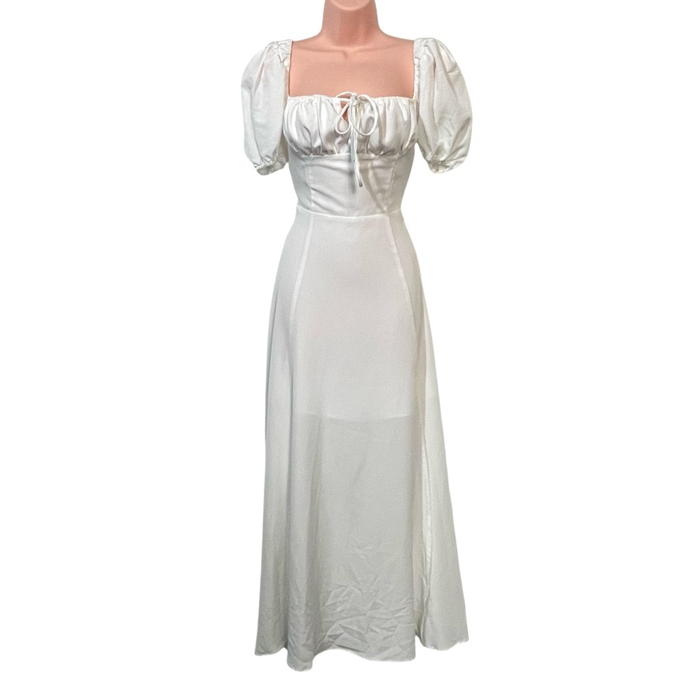 White Peasant Milkmaid Coquette Maxi Dress